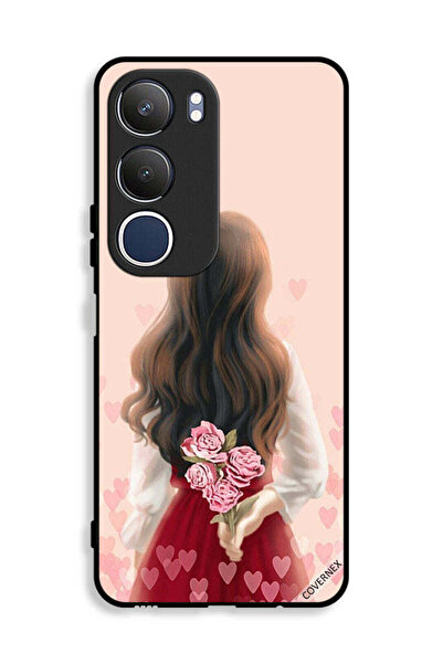 Covernex غطاء حماية لهاتف Vivo Y19s 4G بنقشة فتاة تخفي زهورًا