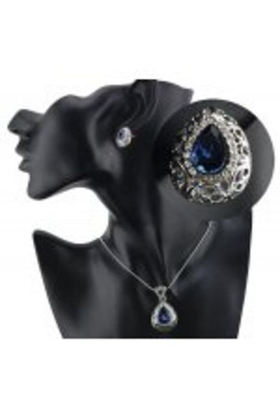 Kelan Set bijuterii Queen Elegance – cristale Blue Royal, placat cu argint S925