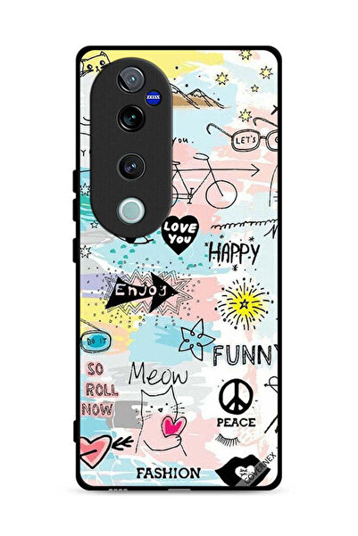 Covernex غطاء حماية لهاتف Vivo V40 Pro 5G بتصميم Doodle Meow Enjoy
