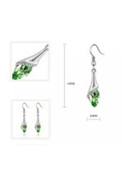 Kelan Silver Plated Jewelry Set with Emerald Crystals – Pendant, Earrings and Bracelet