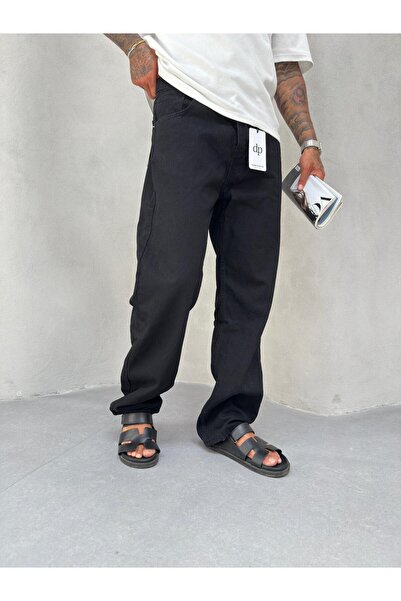 denim pasaport Μαύρο φαρδύ φαρδύ τζιν παντελόνι