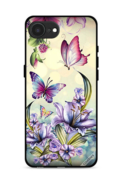 Covernex غطاء حماية لجهاز Apple iPhone 16e بنقشة زهور أرجوانية وفراشات