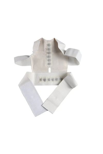 Generic back posture corrector, textile/metal, white, size M, 85 x 24 cm
