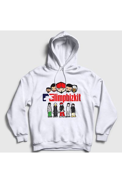 Presmono Unisex Λευκό λογότυπο Limp Bizkit Hooded φούτερ 554620tt