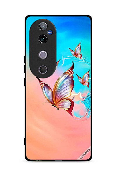 Covernex غطاء حماية لهاتف Vivo V40 5G بطبعة فراشات تحلق فوق لون الطلاء