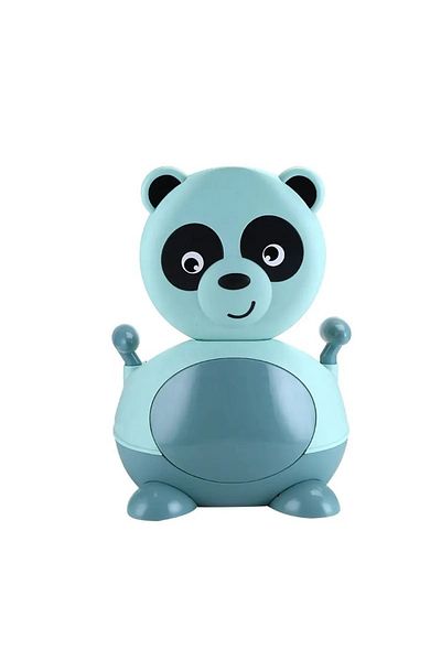 Little Mom Little Mom Panda Green children's potty, with soft PU foam adapter, support handles, lid