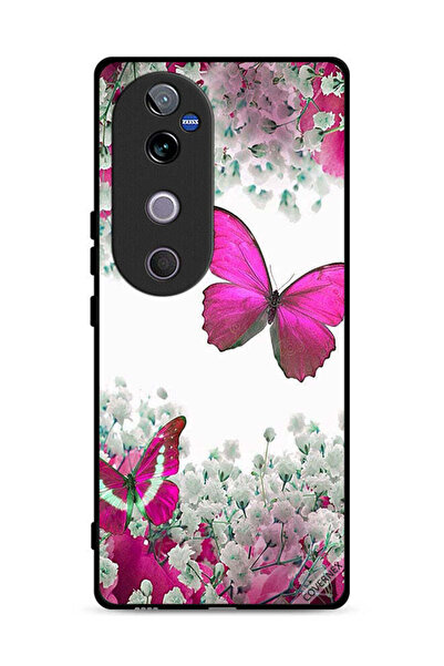 Covernex غطاء حماية لهاتف Vivo V40 5G برسومات فراشات جميلة وورود صغيرة