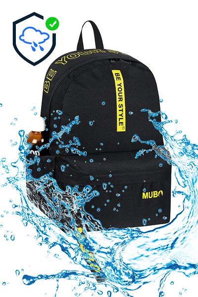 PowerSpeed Unisex Black Yellow Large Volume Backpack Suitable for Daily and School Use