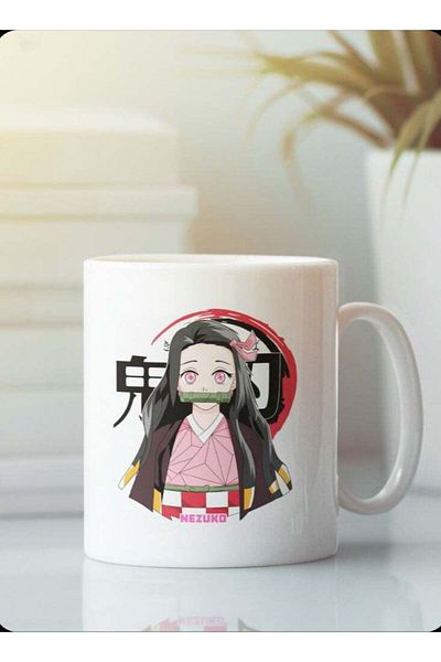 Story of candle Ceramic Mug with Demon Slayer Kimetsu no Yaiba Print - White