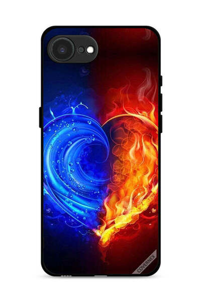 Covernex غطاء حماية لجهاز Apple iPhone 16e بخلفية قلب النار والماء