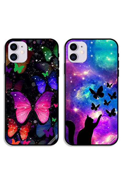 Covernex حافظتان واقيتان لهاتف Apple iPhone 11 برسومات قطة وفراشات