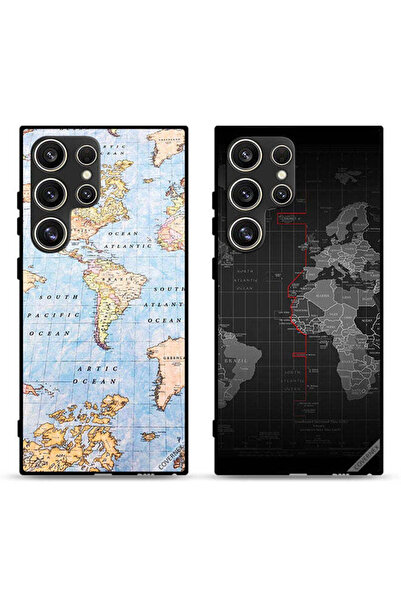Covernex Two Cases For Samsung Galaxy S24 Ultra 5G Protective Covers World Map