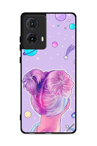 Covernex غطاء حماية لهاتف موتورولا موتو جي 85 5G برسومات فتاة ونجوم الفضاء