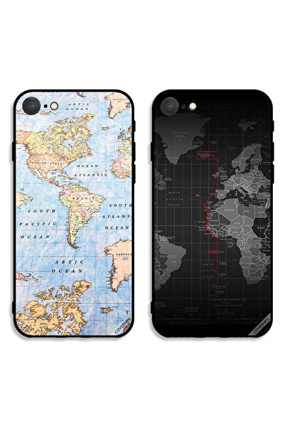 Covernex حافظتان واقيتان لهاتف Apple iPhone 8 مع خريطة العالم