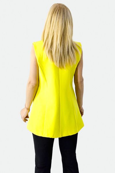 FashionForYou ARISTO elegant jacket-type vest, with decorative flap, Yellow, M