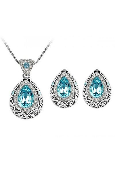 Kelan Set bijuterii Queen Elegance – cristale Aquamarine Blue, placat cu argint S925