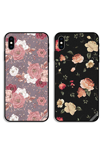 Covernex حافظتان واقيتان لهاتف Apple iPhone X بخلفية زهرية وزهرة لوتس ملونة