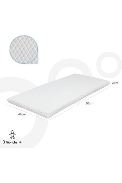 Moon Baby Quilted Crib Mattress – Classic Foam, Non-Slip Base, Removable Washable Cover, 80×47×3