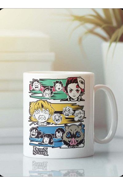 Story of candle Ceramic Mug with Demon Slayer Kimetsu no Yaiba Design - White
