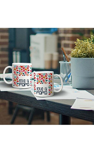 Story of candle كوب سيراميكي بتصميم "أمي أحبك" باللون الأبيض