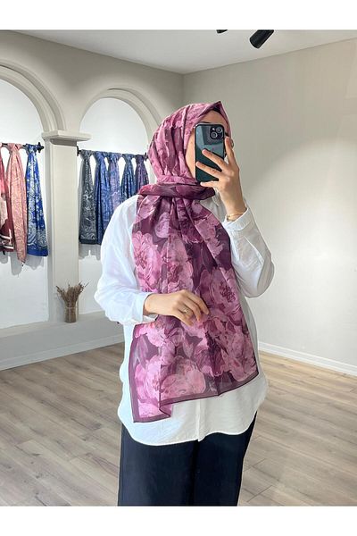 Merwiss Aura Silk Crepe Shawl - Purple