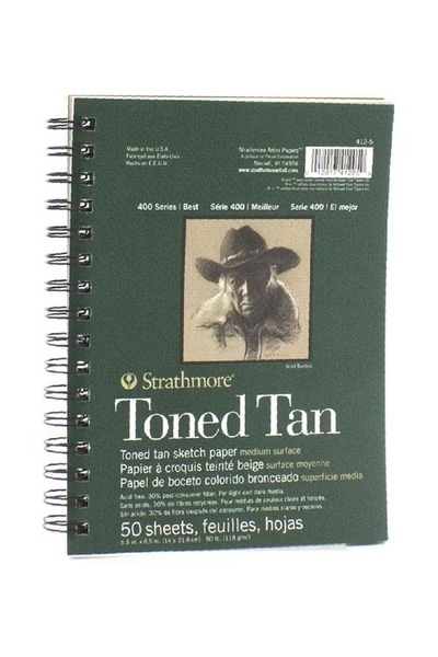 Strathmore لوحة رسم تان مُثقبة، 50 ورقة، 118 جرام/م2، لون بني