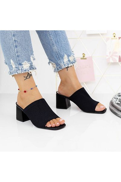 mei Papuci Dama cu Toc gros M325-1 Negru