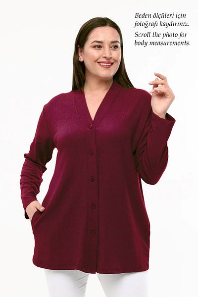 Laden Spring Summer Women's Cardigan Wrinkled Mother Women's Classic Matte Burgundy