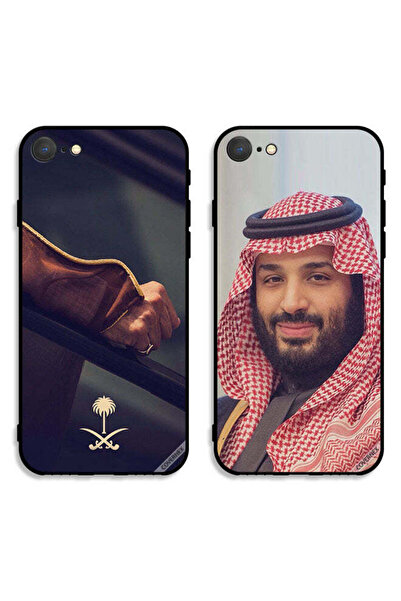 Covernex حافظتان لهاتف آيفون 8 من آبل، غطاءان واقيان يحملان صورة محمد بن سلمان ويدًا تحمل شعارًا وطنيًا