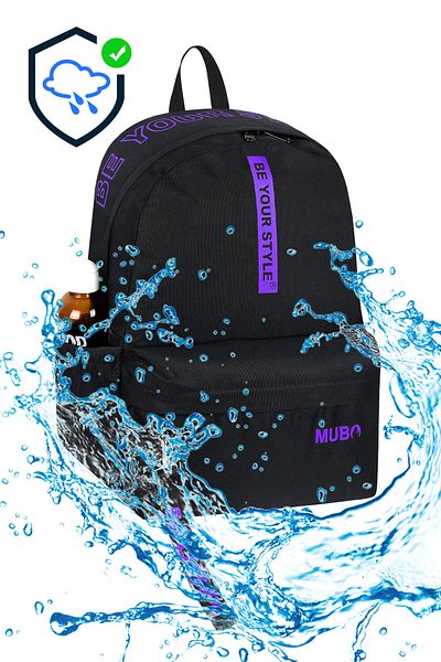 PowerSpeed Unisex Black Purple Large Volume Backpack Suitable for Daily and School Use