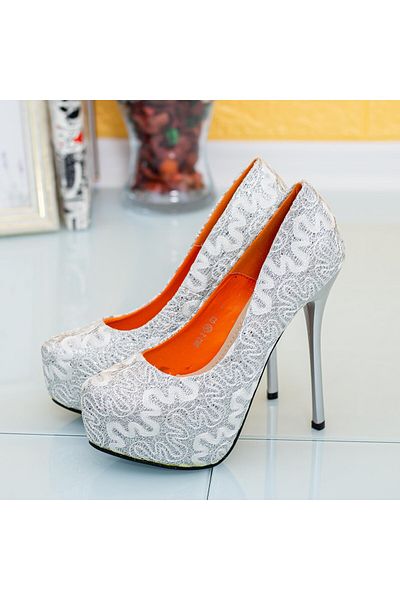 mei Shoes with Thin Heel and Platform 1082-2 Silver |
