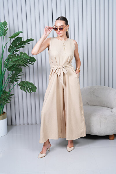 NAVY بذلة من الكتان بحزام