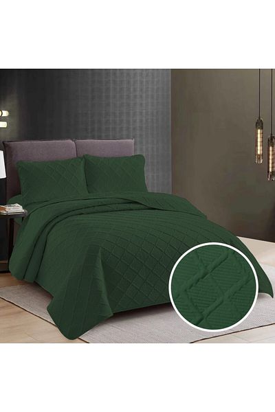 Pucioasa Double quilted bedspread, Sulphur, Dark Green