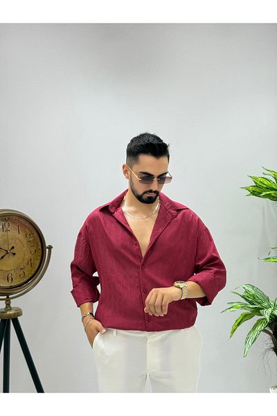 JACK CAPRİO Men's New Season Plain Shirt Regular Fit Modal Fabric That Does Not Sweat