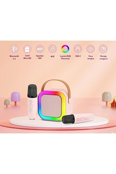 OEM Portable Speaker Set with 2 Microphones, Wireless, Bluetooth V5.3, Karaoke, Voice Modules, Kids & Ad