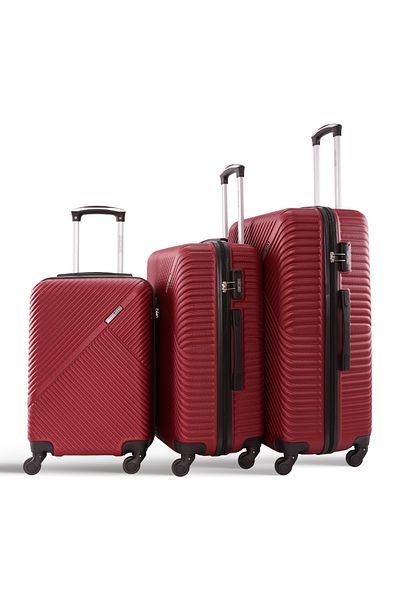 PARAJOHN Para John Lightweight Travel Luggage Trolley Set 3 Pcs ABS -Burgundy