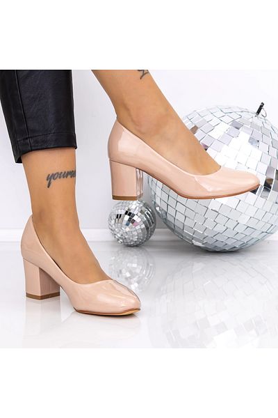 mei Chunky Heel Shoes XKK251 Nude |