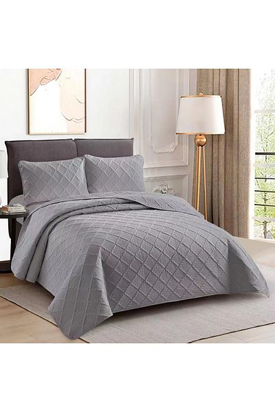 Pucioasa Double quilted bedspread, Sulphur, Grey
