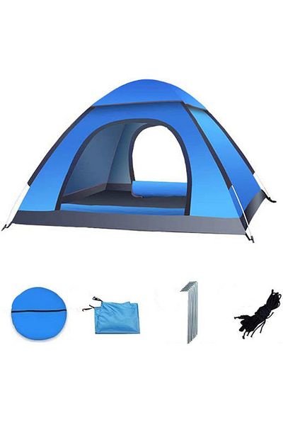 DAR Cort camping automat 2-3 persoane, pop-up usor si rezistent, geanta transport inclusa, albastru