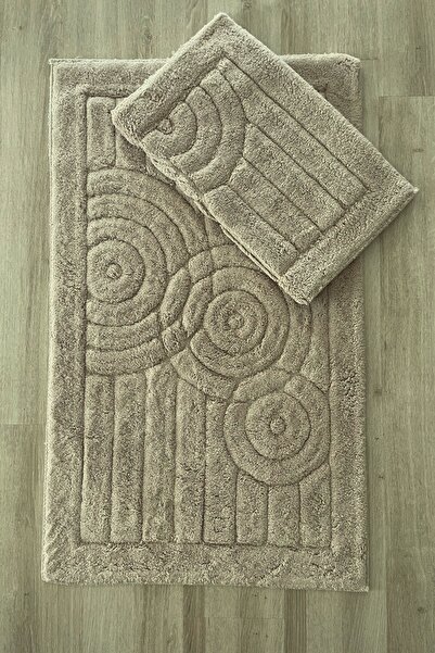 Hevia Home طقم سجادة حمام من القطن الناعم، مجموعة سجاد الحمام مكونة من قطعتين 60x100 - 50x60