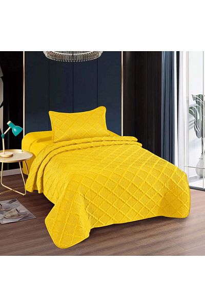 Pucioasa Quilted duvet set + 1 pillowcase, Sulphur, Yellow