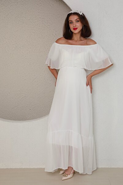 Bersi Butik Φόρεμα σιφόν για σκοποβολή, μακρύ, εγκυμοσύνης, βραδινό φόρεμα