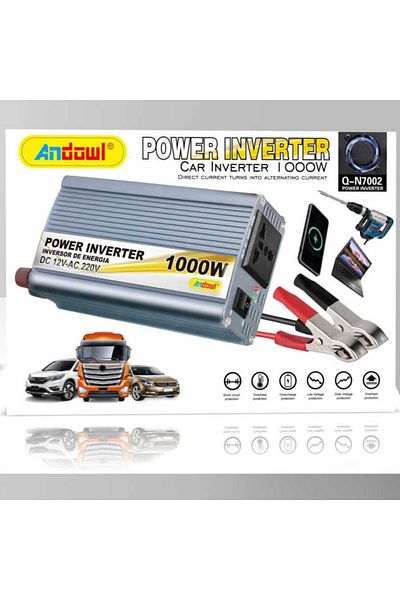 divendi-ro Car voltage inverter Andowl N7002, 1000W, 12V, 220V, 16 x 11 x 6.5cm, gold plated