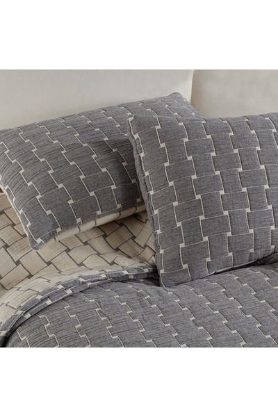 Şaheser Jacquard cotton blanket 240x260cm + 2 pillowcases, Saheser Home, Viviana grey