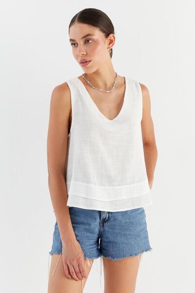 Shopping Shop Λινό Μπλούζα ΛΕΥΚΟ