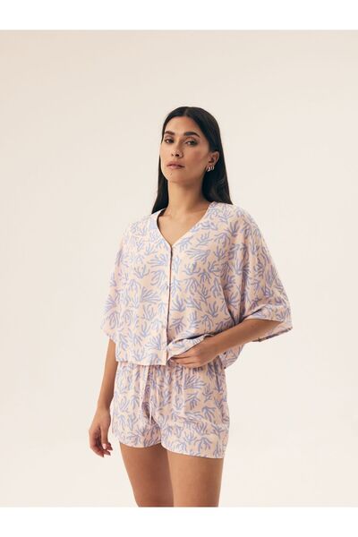 Henderson Unique and elegant soft women's viscose pajamas with tropical pattern, shirt and shorts | Nadar