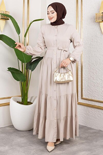 SGS Rochie din viscoză cu nasturi în față VİZON