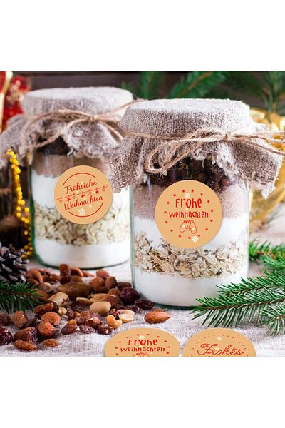Sunshine smile Set of 2 rolls of Sunshine smile Christmas sticker labels, paper, multicolor, 3.5 cm, 1000 pieces