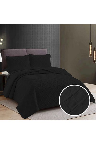 Pucioasa Double quilted bedspread, Sulfur, Black