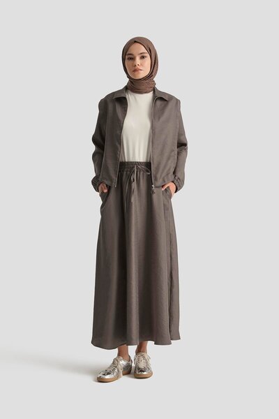 Armine Trend Buy Double Suit with Elastic Collar-Brown 25Yt674